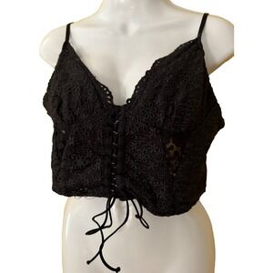Love by Lottie Moss women's black‎ lace bustier cropped top size small gothcore